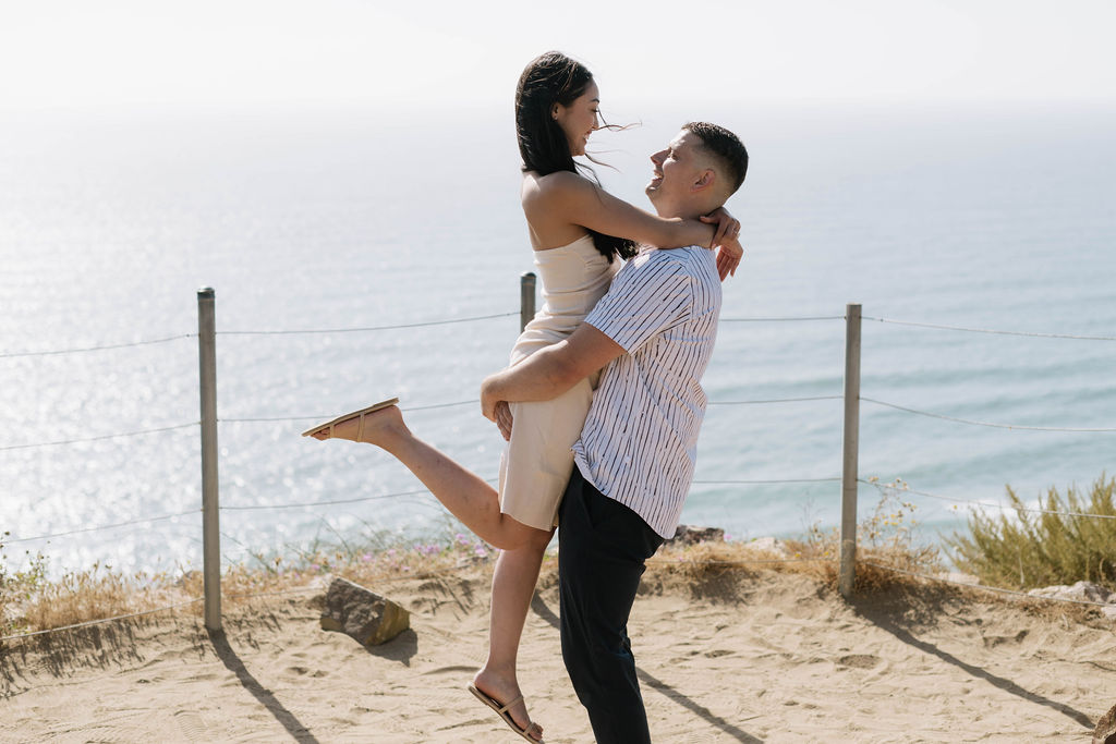 fun and adventurous engagement session in California at Guy Fleming Trail