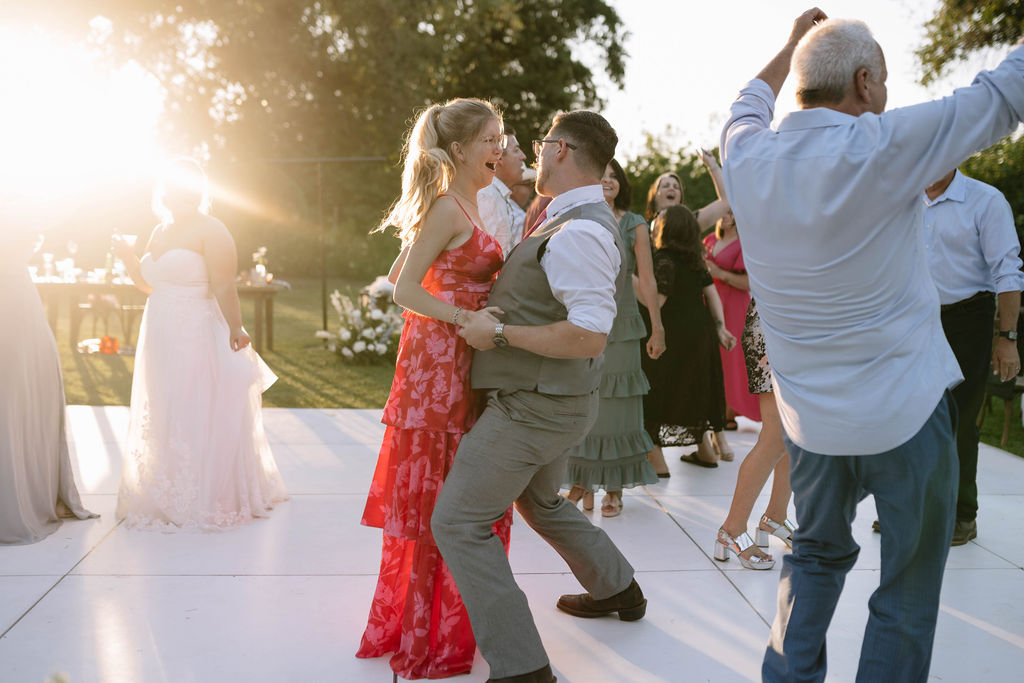 guests dancing at the wedding 