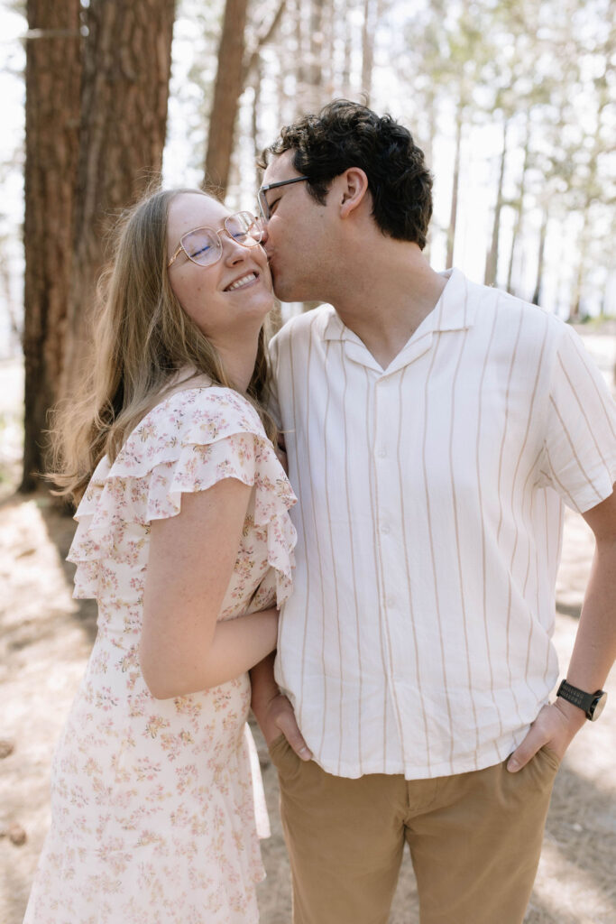 happy couple at their adventurous engagement session