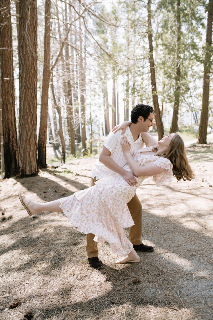 couple dancing during their romantic engagement session