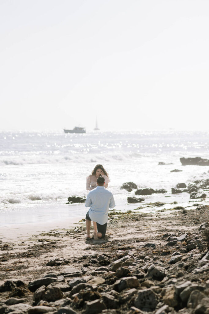 beach engagement session in new port beach 