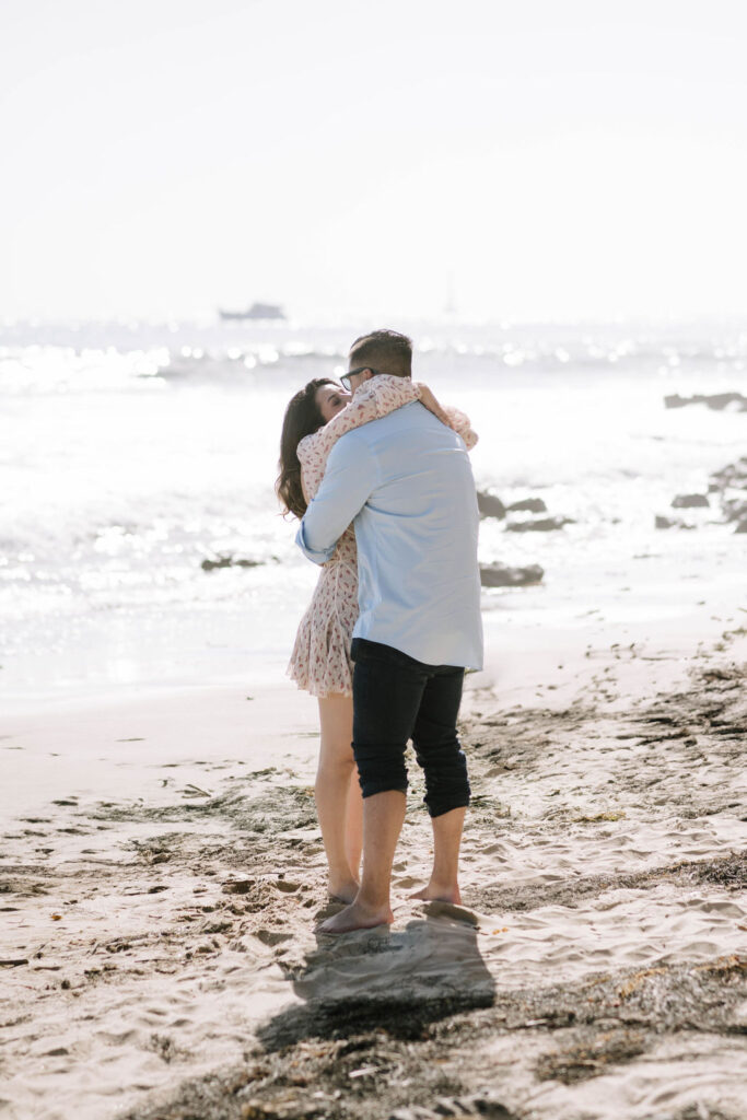 couple kissing after their engagement session