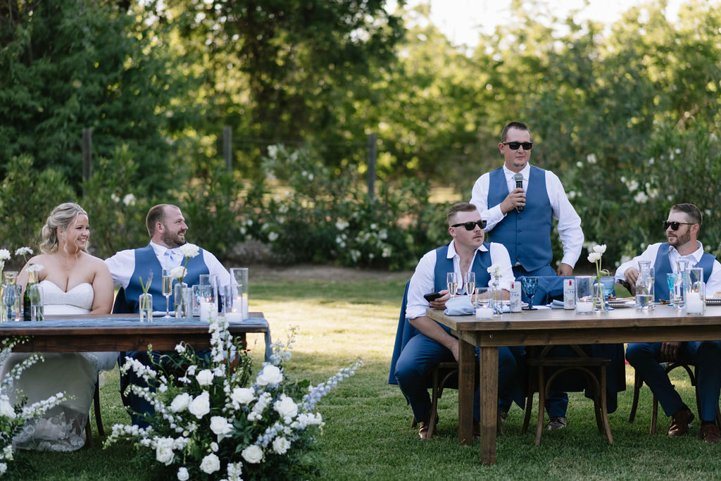 bride and groom at their Intimate Garden Wedding reception