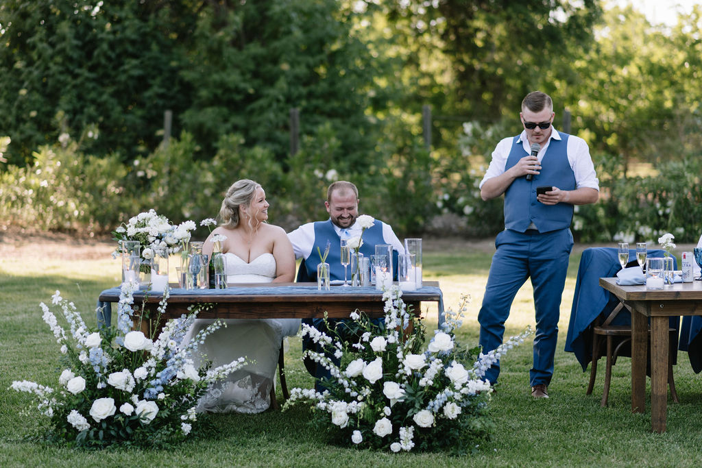 bride and groom at their wedding reception