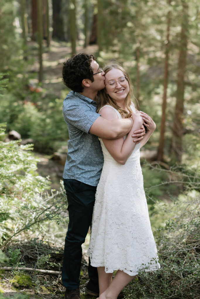 couple kissing during their engagement session