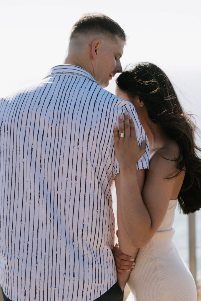 beautiful couple at their engagement session at Guy Fleming Trail