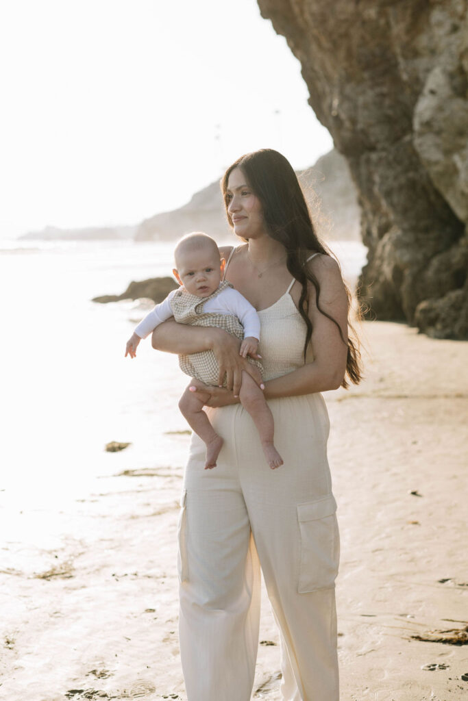 golden hour mom and son portrait