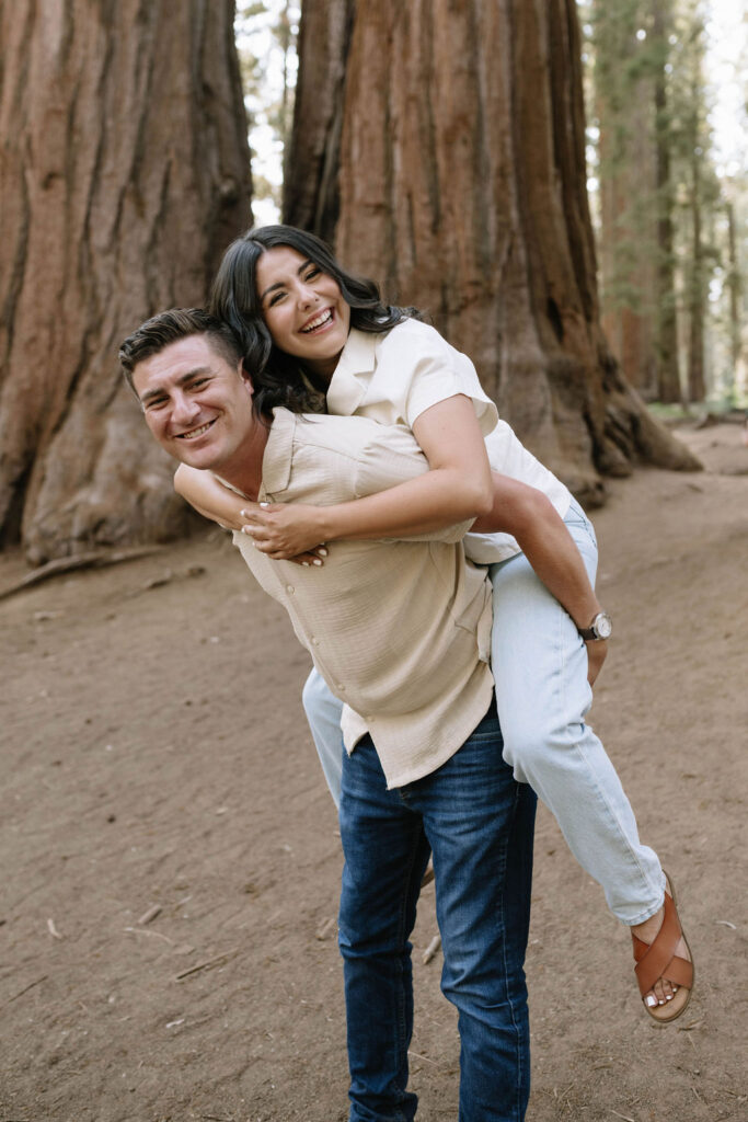 fun portrait of the newly engaged couple