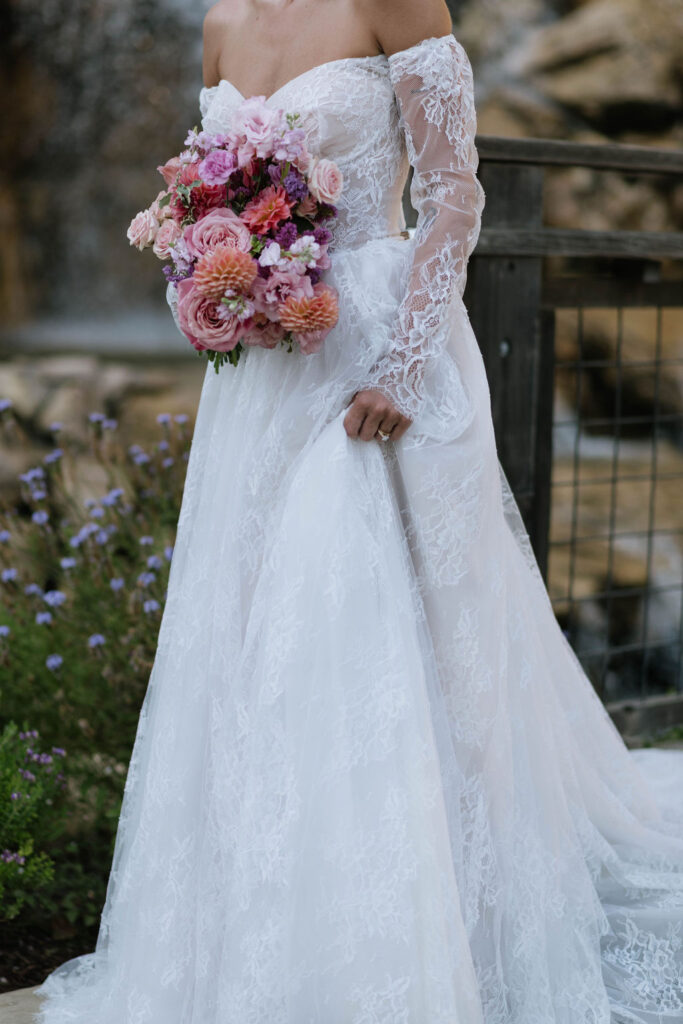 closeup shot of the wedding dress