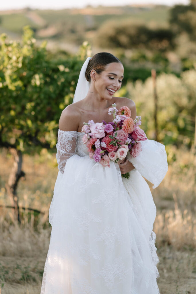 golden hour portrait of the bride