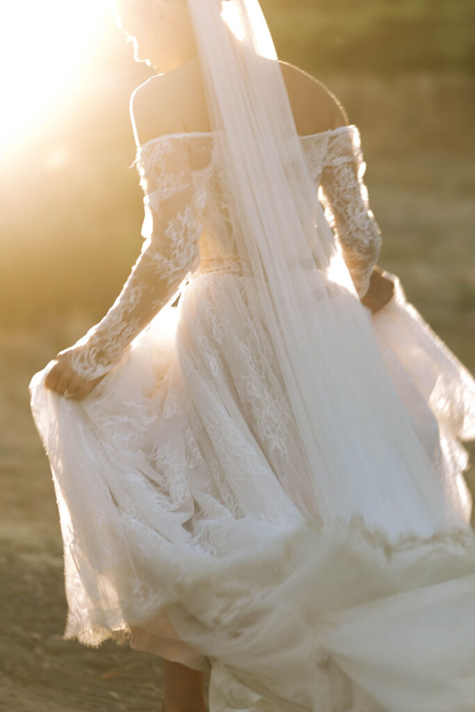 closeup shot of the wedding dress